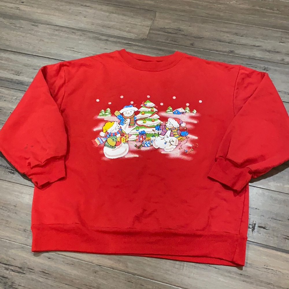 Basic edition vintage Christmas sweatshirt top snowmen Christmas ugly sweater